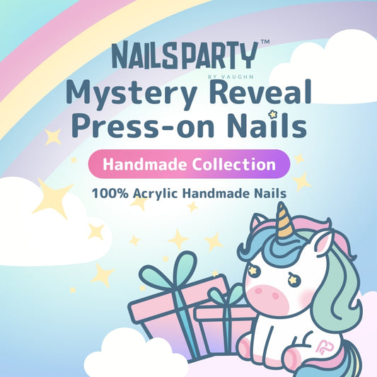 Acrylic Handmade Press-On Nails 10 PCS with Gel Tip Finish - Mystery Reveal, Salon-Quality, Includes 100% Acrylic Nails